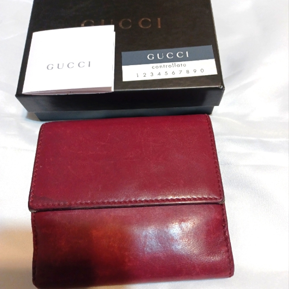 Gucci Leather Burgundy/Brown Wallet Authentic